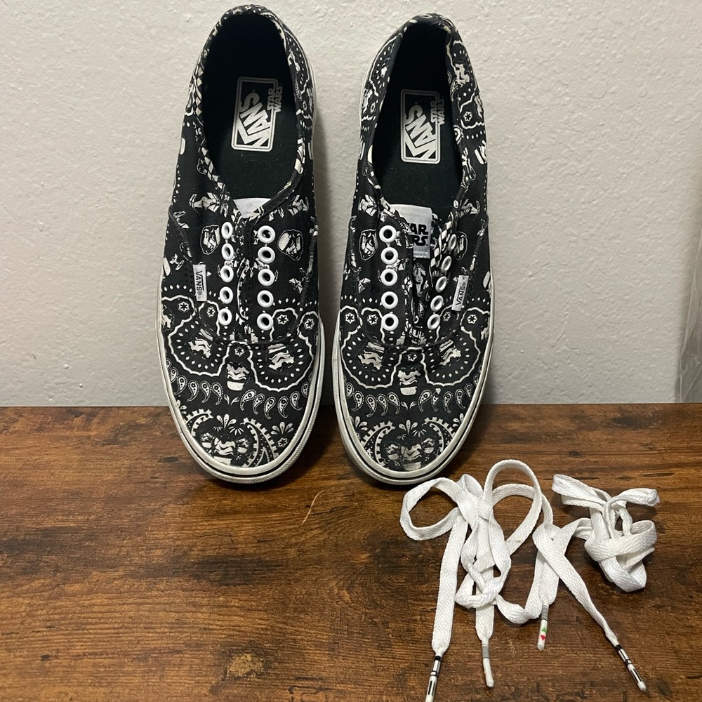 Star Wars Stormtrooper Black & White Paisley Pattern Unisex Vans Sneakers